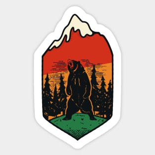 Vintage Grizzly Bear Illustration Sticker